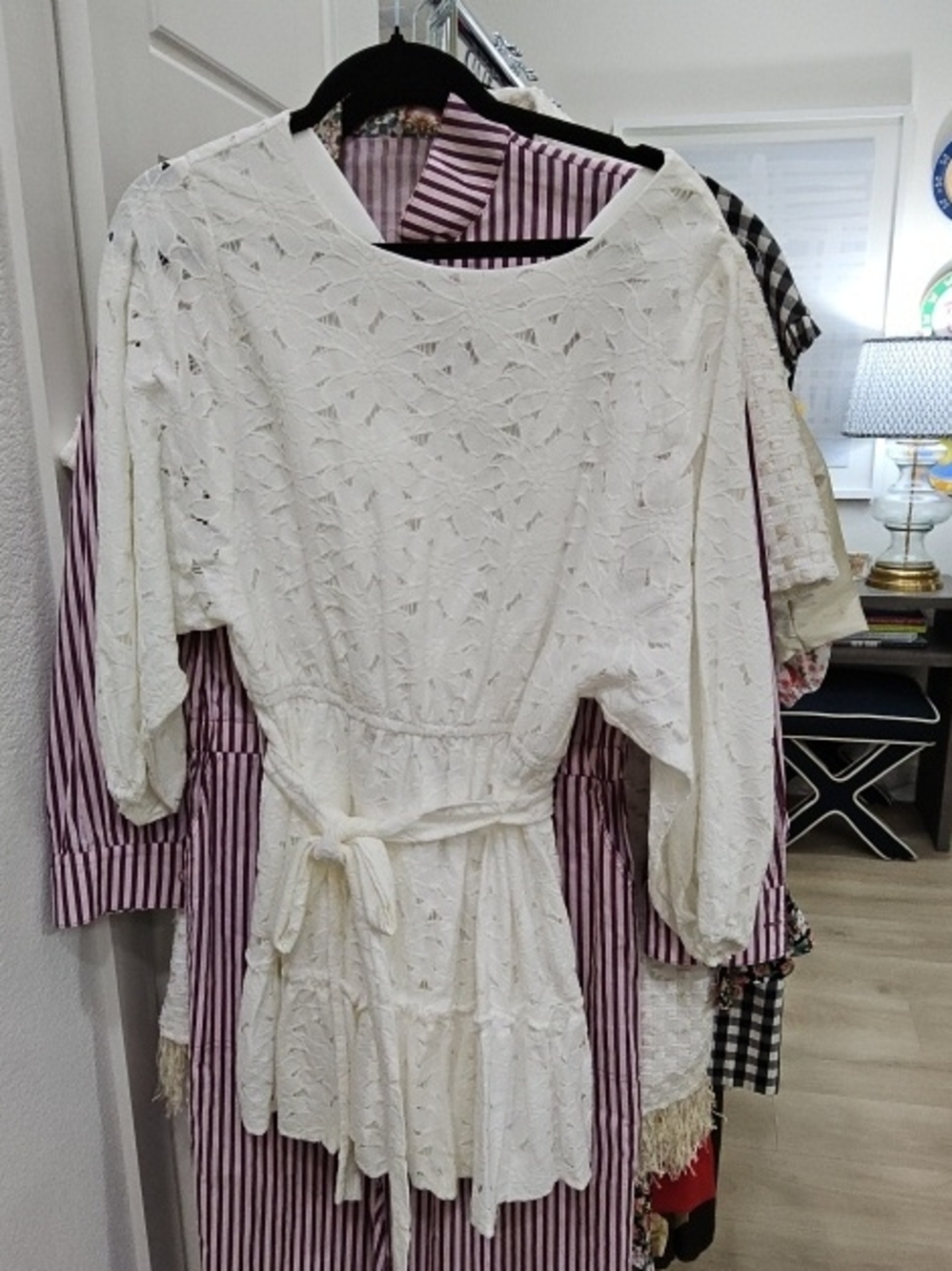 Flying Tomato White Eyelet Tie-Waist Top